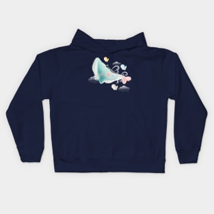 blue whale flying sky Kids Hoodie